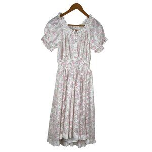 Ivy City Co Women's Dress White Sz S Floral Romantic Lace Cottage Core Fairy